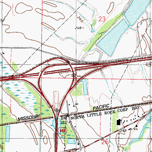 Topographic Map of Interchange 11, AR