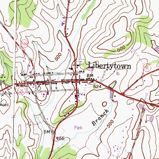 Topographic Map of Libertytown, MD