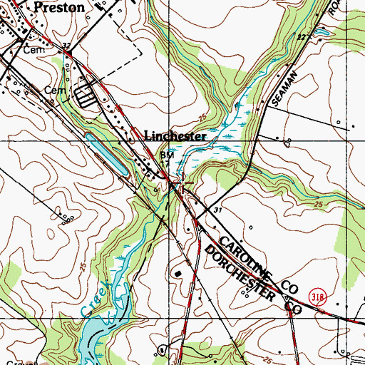Topographic Map of Linchester, MD