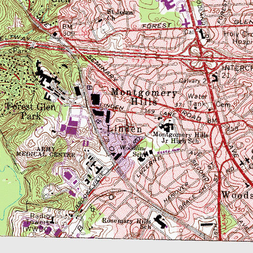 Topographic Map of Linden, MD