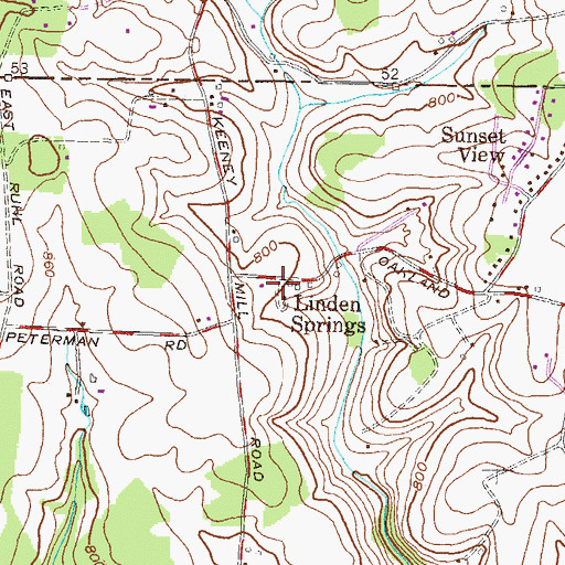 Topographic Map of Linden Springs, MD