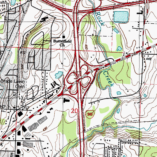 Topographic Map of Interchange 1, AR