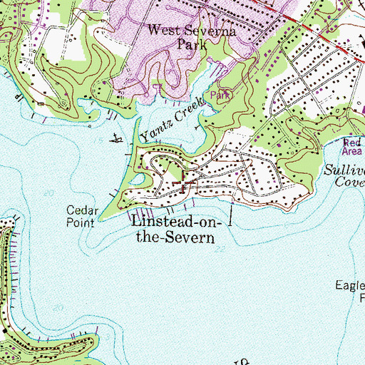 Topographic Map of Linstead-on-the-Severn, MD