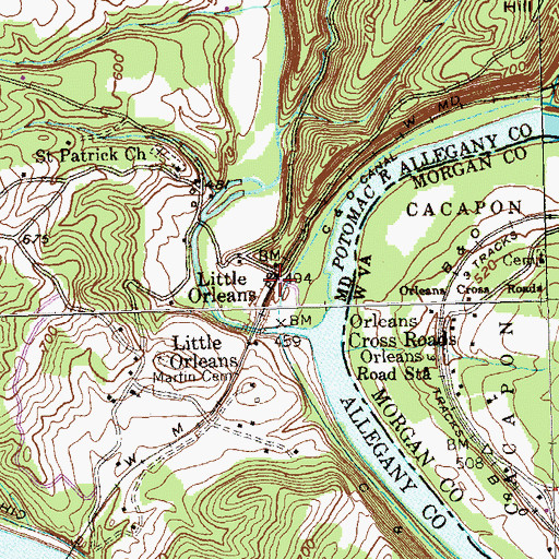 Topographic Map of Little Orleans, MD
