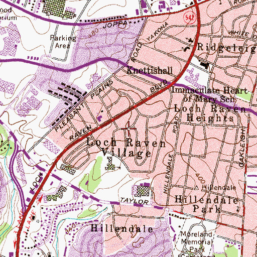 Topographic Map of Loch Raven Village, MD