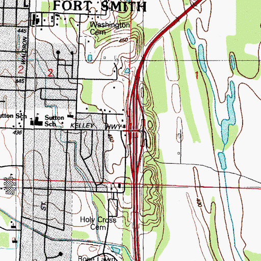 Topographic Map of Interchange 5, AR