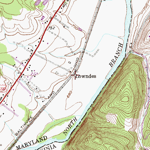 Topographic Map of Lowndes, MD