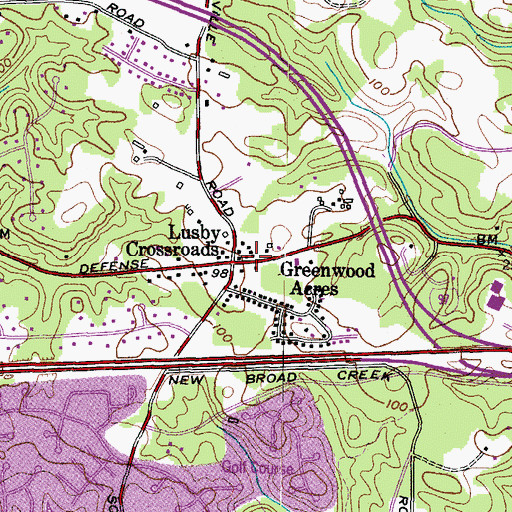 Topographic Map of Lusby Crossroads, MD
