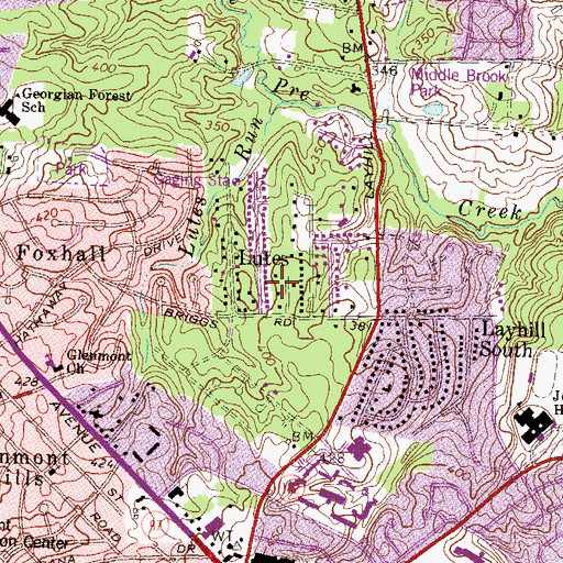 Topographic Map of Lutes, MD