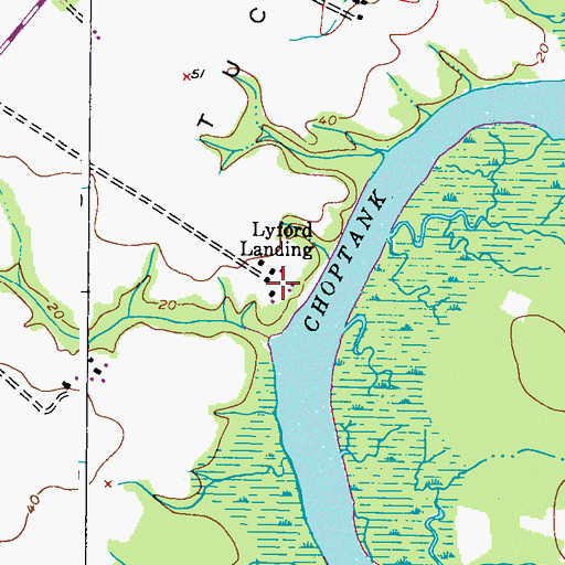 Topographic Map of Lyford Landing, MD