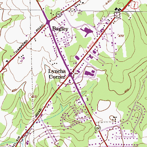 Topographic Map of Lynchs Corner, MD