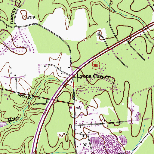 Topographic Map of Lyons Corner, MD