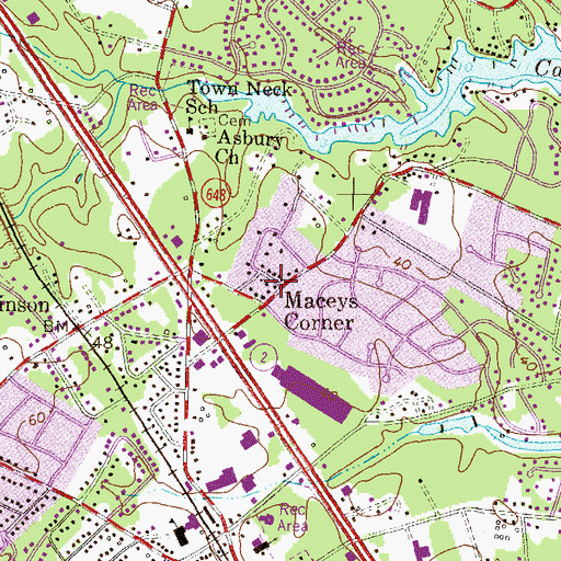 Topographic Map of Maceys Corner, MD