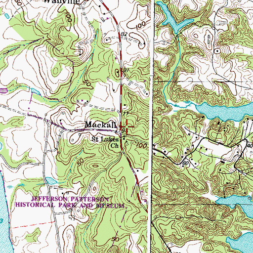 Topographic Map of Mackall, MD
