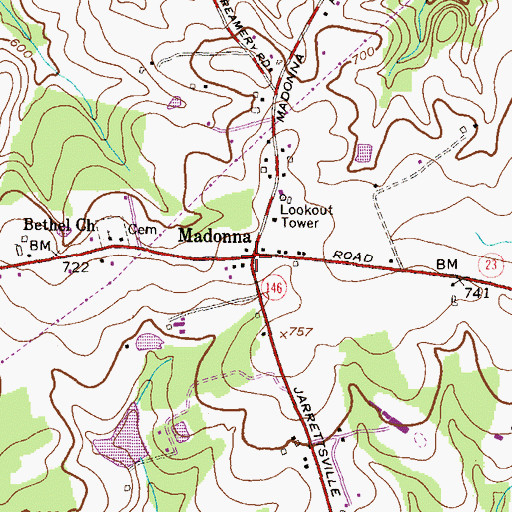 Topographic Map of Madonna, MD