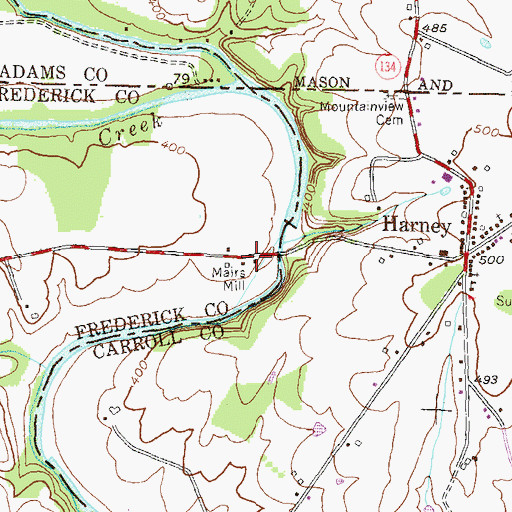 Topographic Map of Mairs Mill, MD