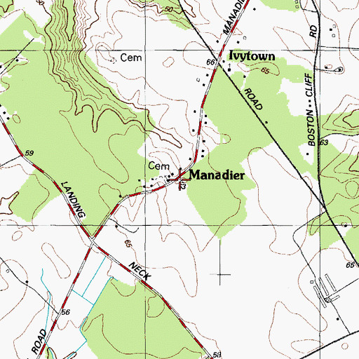Topographic Map of Manadier, MD