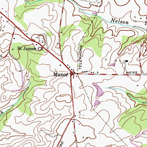 Topographic Map of Manor, MD