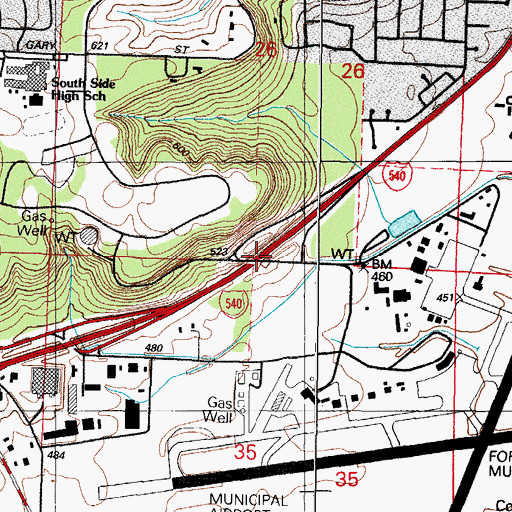 Topographic Map of Interchange 9, AR