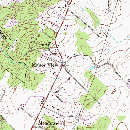 Topographic Map of Manor View, MD