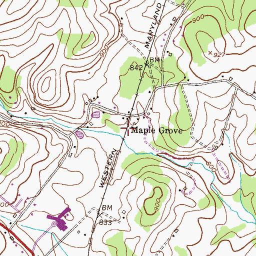 Topographic Map of Maple Grove, MD