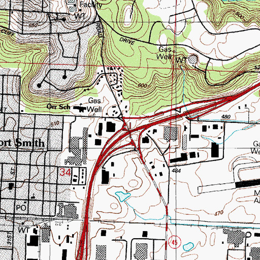 Topographic Map of Interchange 10, AR