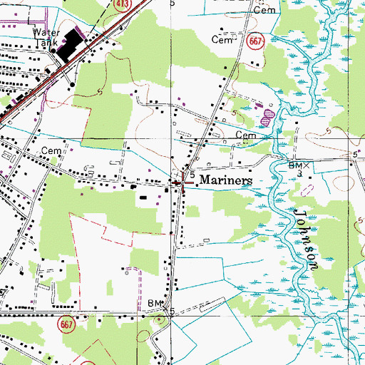 Topographic Map of Mariners, MD