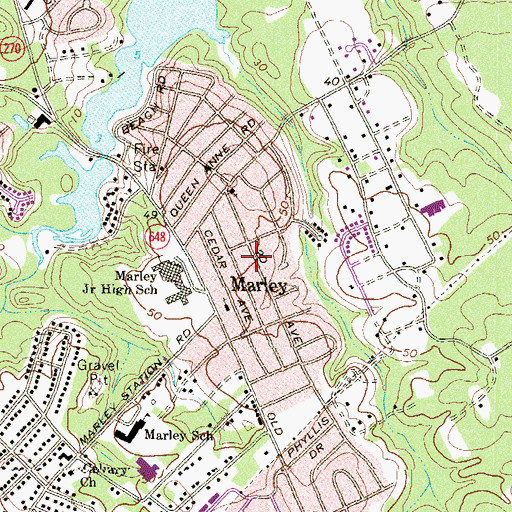 Topographic Map of Marley, MD