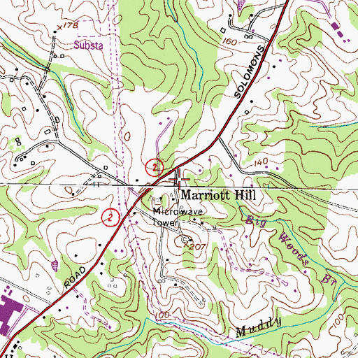 Topographic Map of Marriott Hill, MD