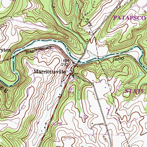 Topographic Map of Marriottsville, MD