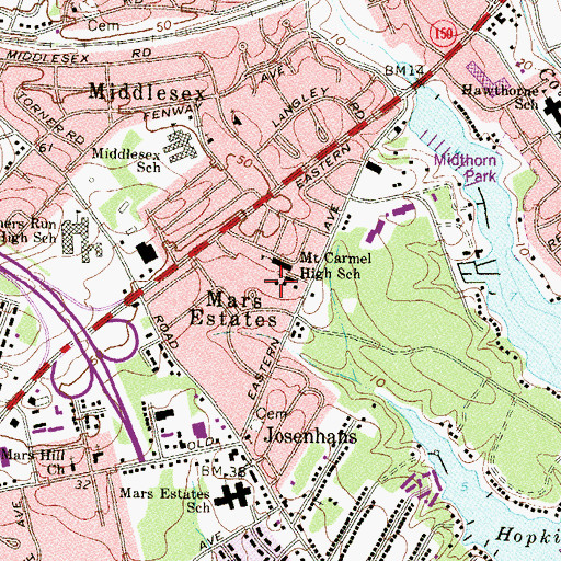 Topographic Map of Mars Estates, MD