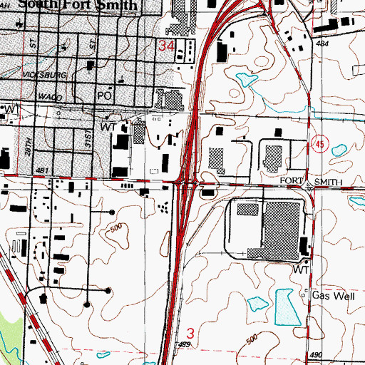 Topographic Map of Interchange 11, AR