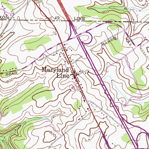 Topographic Map of Maryland Line, MD