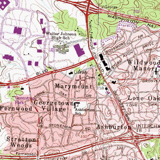 Topographic Map of Marymount, MD
