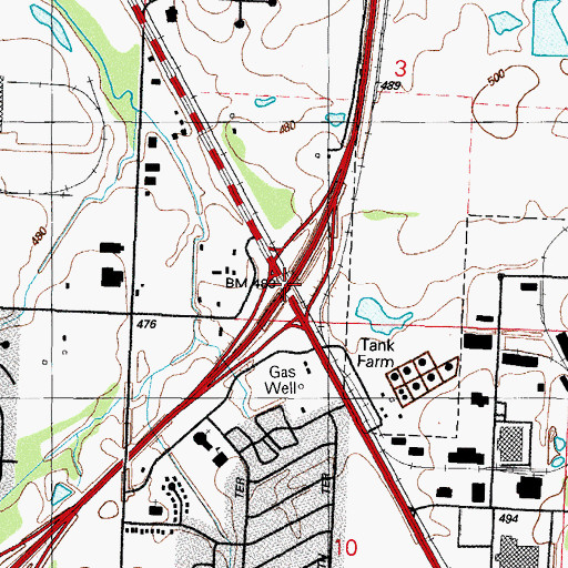 Topographic Map of Interchange 12, AR