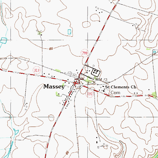 Topographic Map of Massey, MD