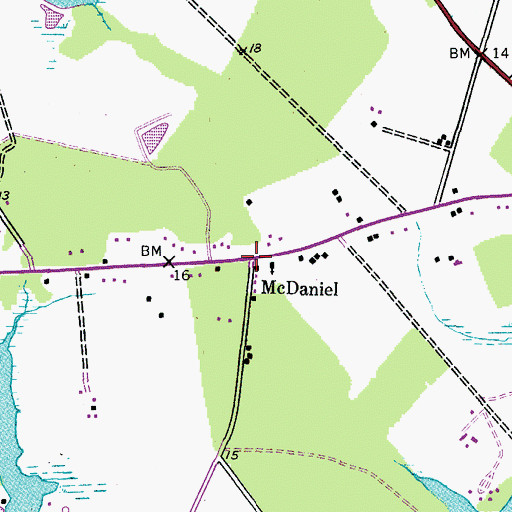 Topographic Map of McDaniel, MD