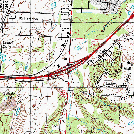 Topographic Map of Interchange 14, AR