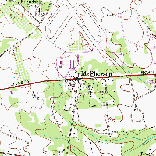 Topographic Map of McPherson, MD
