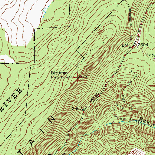Topographic Map of Meadow Mountain, MD