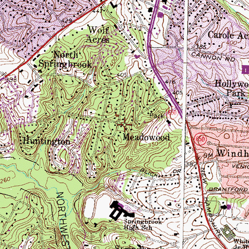 Topographic Map of Meadowood, MD