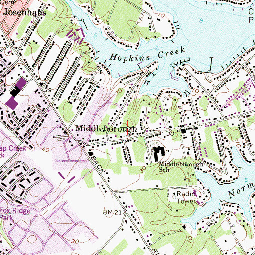 Topographic Map of Middleborough, MD