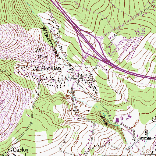 Topographic Map of Midlothian, MD
