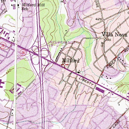 Topographic Map of Milford, MD