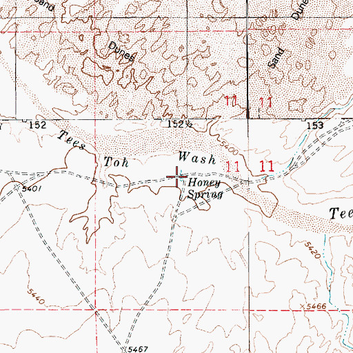 Topographic Map of Honey Spring, AZ