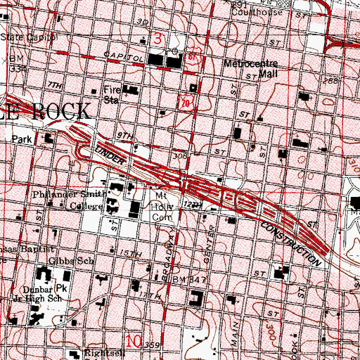 Topographic Map of Interchange 1B, AR