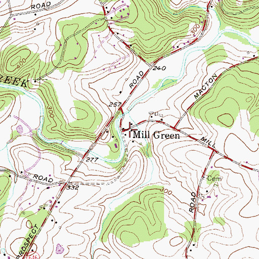 Topographic Map of Mill Green, MD