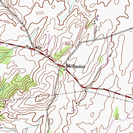 Topographic Map of Millpoint, MD