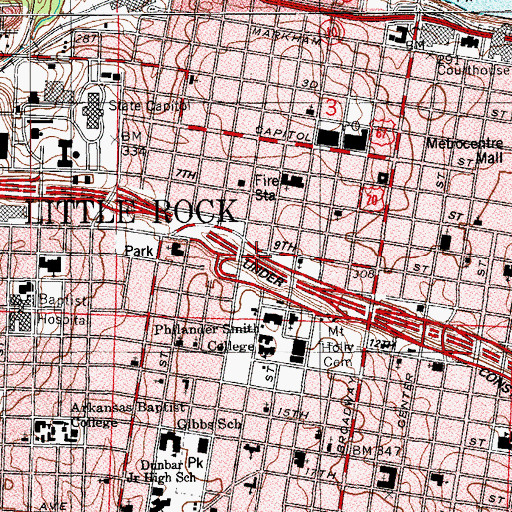 Topographic Map of Interchange 2A, AR