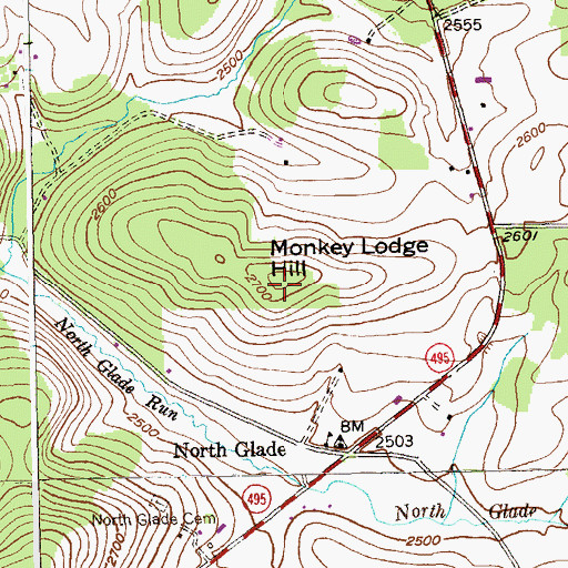 Topographic Map of Monkey Lodge Hill, MD